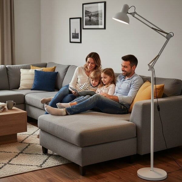 Lampă de podea flexibilă AURIQ, 1x E27/60W/230V, 184 cm, albă