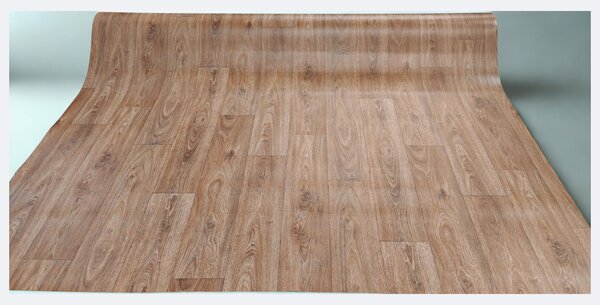 Covorul PVC linoleum Brown Board 82-2, Latimi 1 m, 2 m si 2,5 m, Maro inchis Imitatie parchet, Suport Pasla 2.5 x 3 m