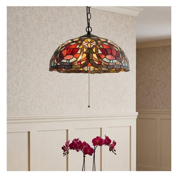 Quoizel QZ-LARISSA-P - Lustru Tiffany cu lanț LARISSA 3xE27/60W/230V