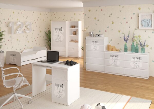 Pat de calitate pentru copii cu motiv ursuleț LOVE WHITE 140 x 70 cm