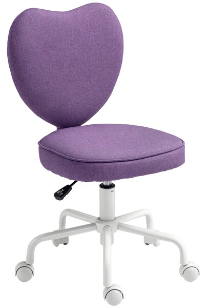 Vinsetto Scaun de Birou în Formă de Inimă cu 5 Rotile Pivotante și Înălțime Reglabilă, 40x50x79-89 cm, Violet | Aosom Romania