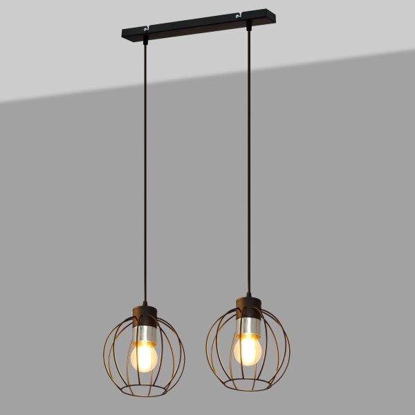 Lustră pe cablu STARLIGHT 2xE27/15W/230V neagră/argintie