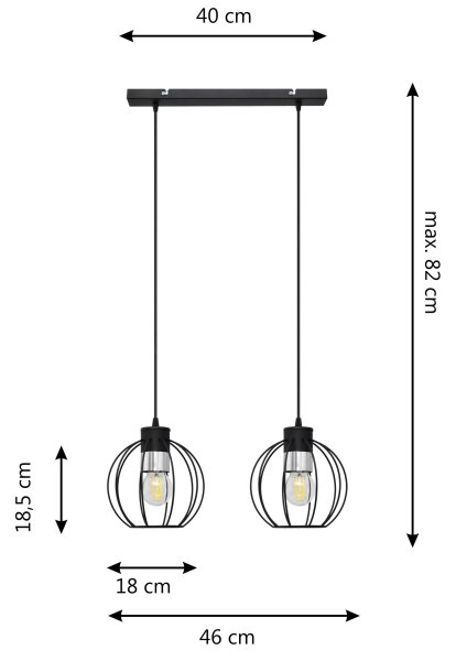 Lustră pe cablu STARLIGHT 2xE27/15W/230V neagră/argintie