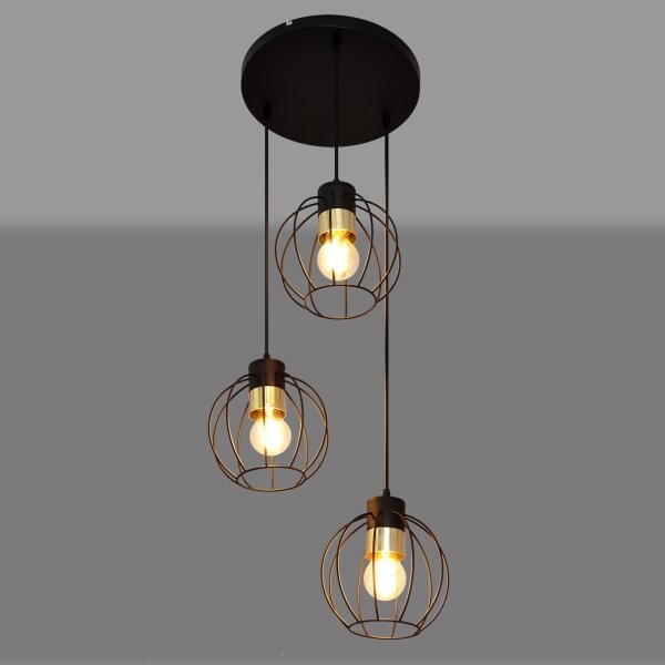 Lustră pe cablu STARLIGHT 3xE27/15W/230V neagră/aurie