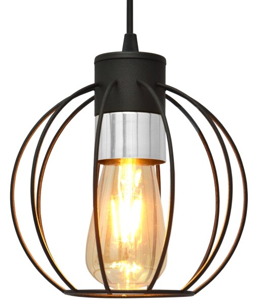 Lustră pe cablu STARLIGHT 1xE27/15W/230V neagră/argintie