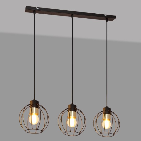 Lustră pe cablu STARLIGHT 3xE27/15W/230V neagră/aurie