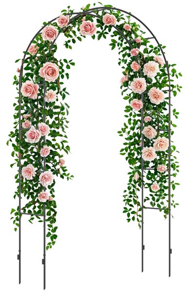 Outsunny Arc de Grădină pentru Trandafiri și Plante Cățărătoare, Structură Metalică Rezistentă, 140x40x240 cm, Negru | Aosom Romania