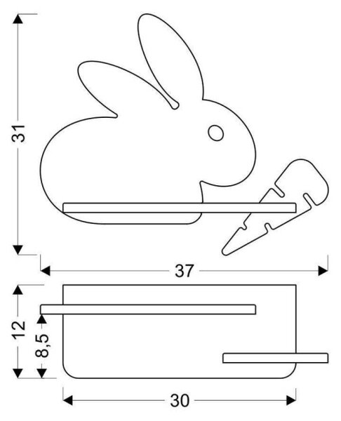 Aplică LED cu raft pentru copii RABBIT LED/4W/230V gri/alb/lemn