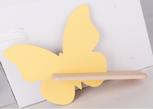 Aplică LED cu raft pentru copii BUTTERFLY LED/5W/230V galben/lemn