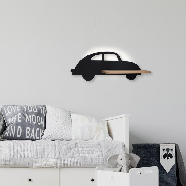 Aplică LED cu raft pentru copii CAR LED/5W/230V negru/lemn
