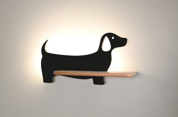 Aplică LED cu raft pentru copii DOG LED/5W/230V negru/lemn