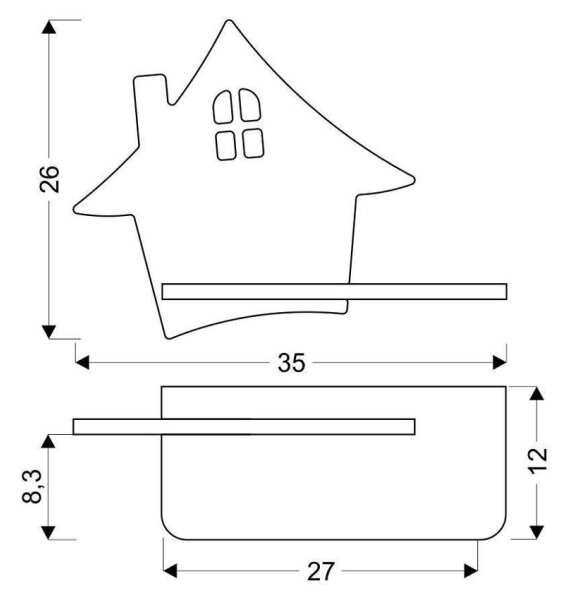 Aplică LED cu raft pentru copii HOUSE LED/4W/230V gri/lemn