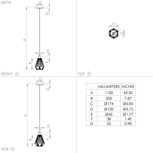 Lustră pe cablu ADWICKLE 1xE27/40W/230V Eglo 43776