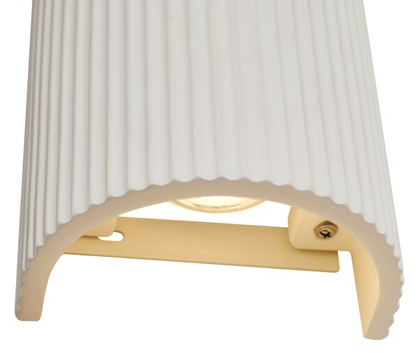Lampă de perete scandinavă bej, semicerc, cu 2 lumini - Plaster