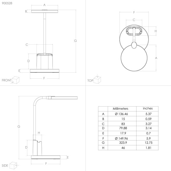 Lampă LED dimabilă de masă BROLINI LED/2,1W/5V 1500 mAh negru Eglo 900528