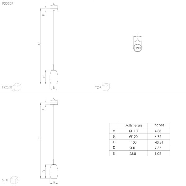 Lustră pe cablu BATISTA 1xE27/40W/230V Eglo 900507