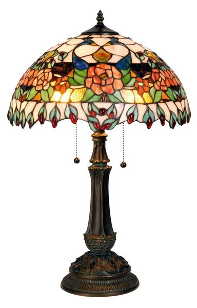 Clayre&Eef Lampă de masă colorată Maja, stil Tiffany, Multicolor, Camera de zi / sufragerie, Sticlă, Tiffany