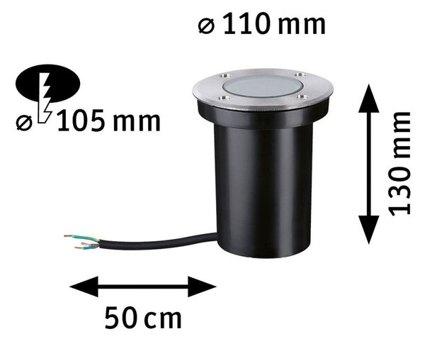 Paulmann Lumină LED încastrată în podea 94732, Ø 11 cm, oțel inoxidabil, Metalic, Metal