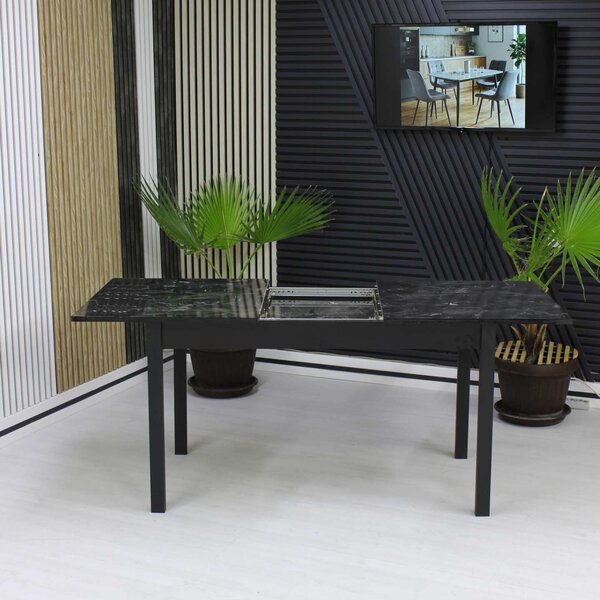 Masă extensibilă Mara Negru Marmorat 170x75 cm