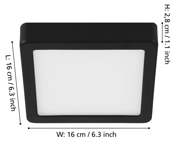 Eglo 900586 - Plafonieră LED reglabilă FUEVA LED/11W/230V, neagră