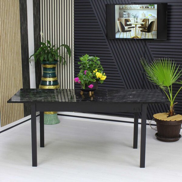 Masă extensibilă Mara Negru Marmorat 170x75 cm