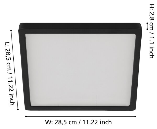 Eglo 900588 - Plafonieră LED FUEVA dimabilă, 20,5 W, 230 V, negru