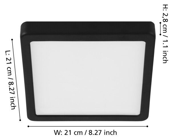 Eglo 900587 - Plafonieră LED FUEVA, compatibilă cu dimmer, 17W/230V, negru