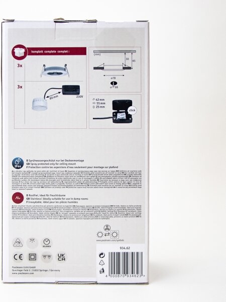 SET 3x corp de iluminat încastrat pentru baie LED/6W IP44 NOVA 230V Paulmann 93462
