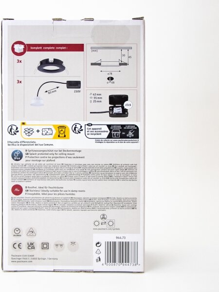 SET 3x corp de iluminat încastrat pentru baie LED/6W IP44 NOVA 230V Paulmann 94473