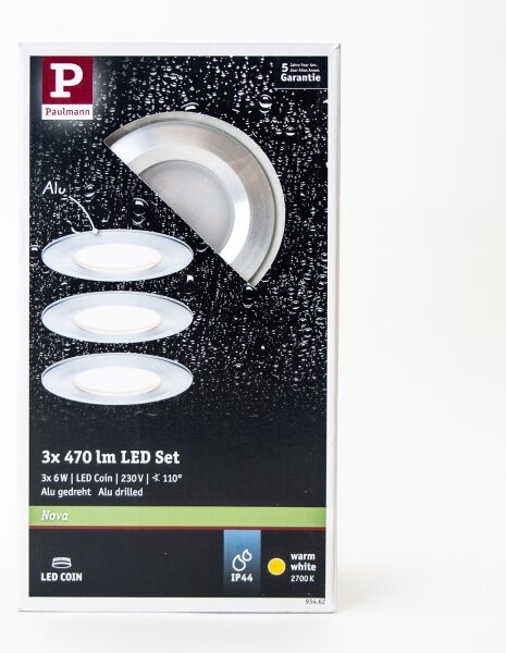 SET 3x corp de iluminat încastrat pentru baie LED/6W IP44 NOVA 230V Paulmann 93462
