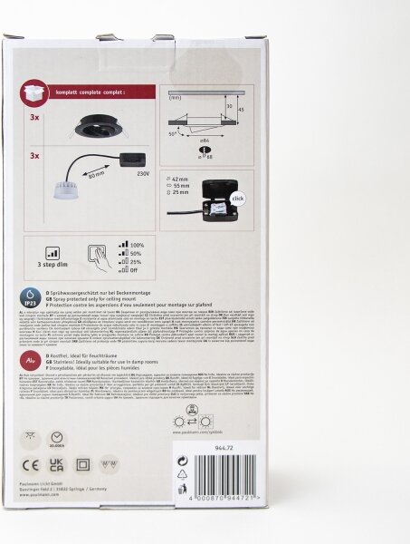 SET 3x corp de iluminat dimabil pentru baie LED/6W IP23 NOVA 230V Paulmann 94472