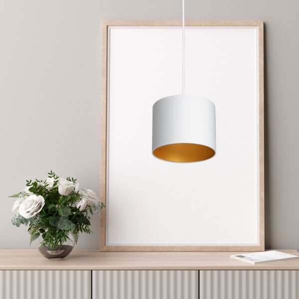 Lustră pe cablu ARDEN 1xE27/60W/230V d. 18 cm albă/aurie