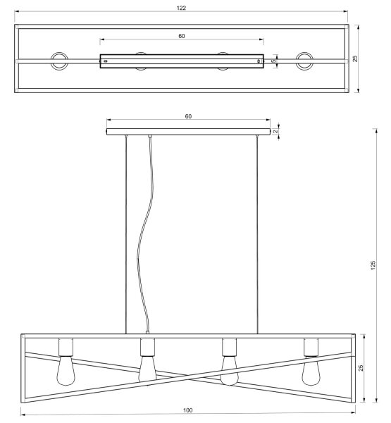 Lustră pe cablu GOTE 4xE27/60W/230V