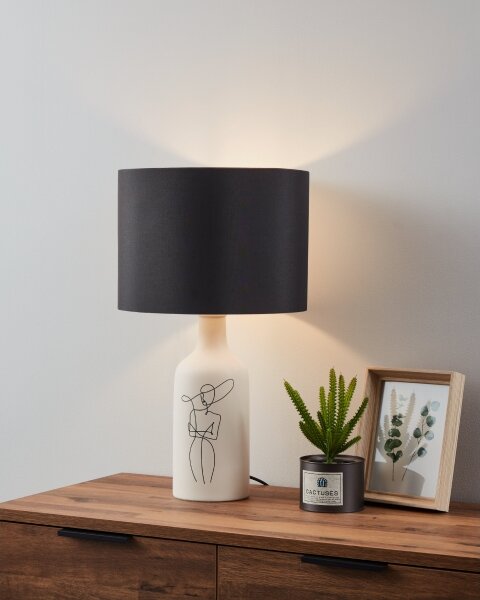 Lampă de masă VINOZA 1xE27/40W/230V albă/neagră Eglo 43824