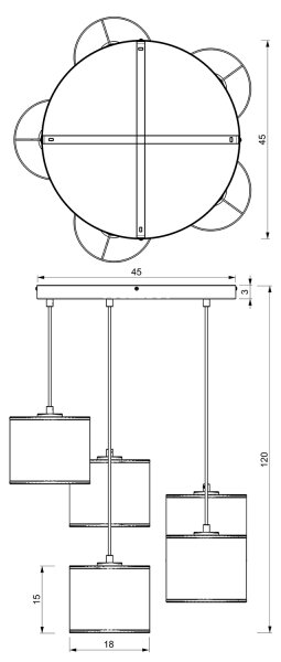Lustră pe cablu RATTAN 5xE27/60W/230V ratan