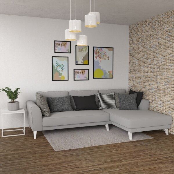Lustră pe cablu LOFT SHADE 5xE27/60W/230V albă/aurie