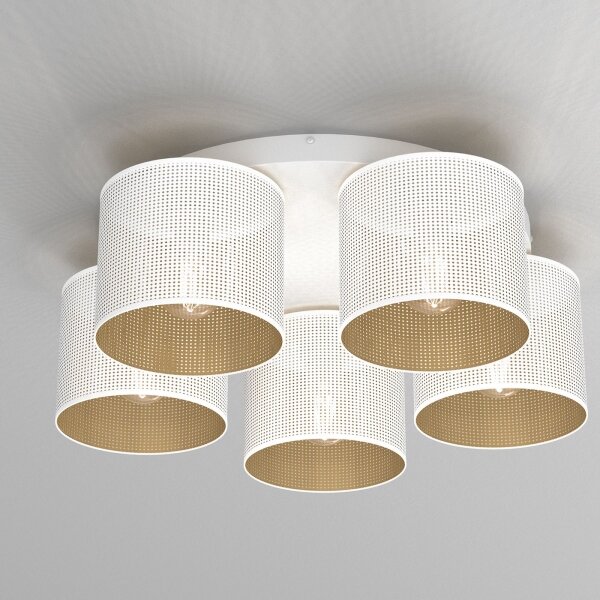 Lustră aplicată LOFT SHADE 5xE27/60W/230V albă/aurie