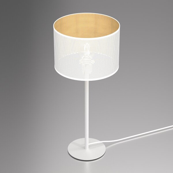 Lampă de masă LOFT SHADE 1xE27/60W/230V d. 25 cm albă/aurie