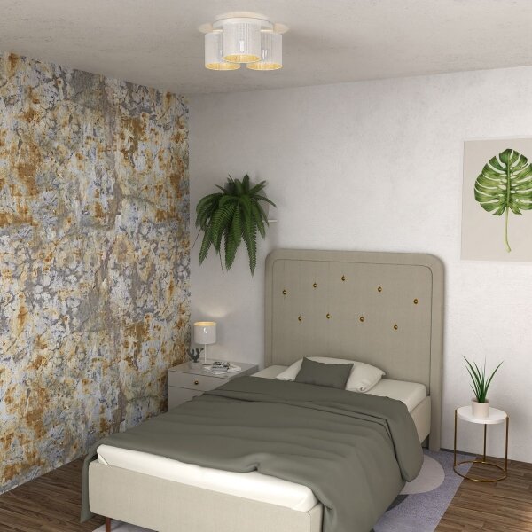 Lustră aplicată LOFT SHADE 3xE27/60W/230V albă/aurie