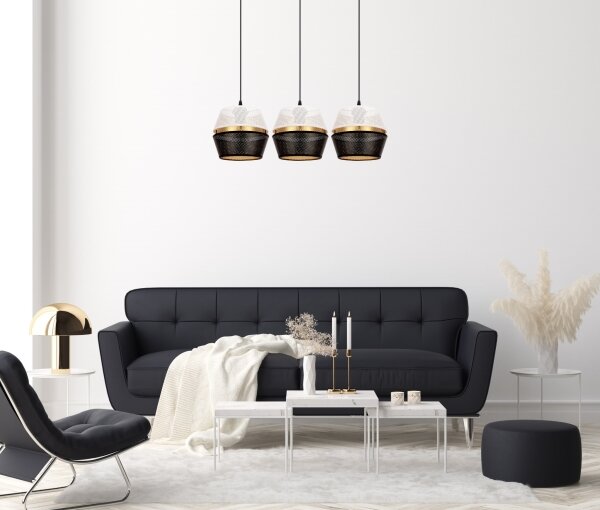 Lustră pe cablu PARIS 3xE27/60W/230V albă/neagră/aurie