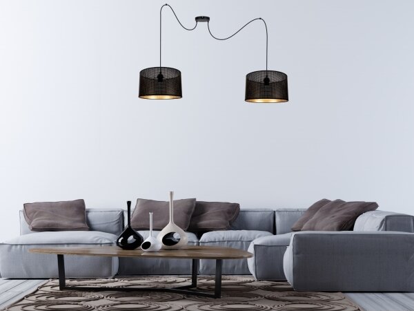 Lustră pe cablu ALDO 2xE27/60W/230V neagră