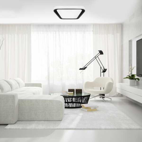 Plafonier LED QUADRO 66W 230V 3000-6000K alb-negru cu telecomandă