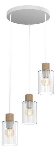 Lustră pe cablu MADERA 3xE27/60W/230V albă/lemn