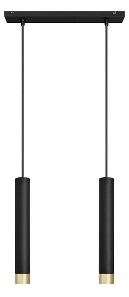 LED Lustră pe cablu TUBA 2xGU10/4,8W/230V neagră/aurie