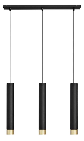 LED Lustră pe cablu TUBA 3xGU10/4,8W/230V neagră/aurie