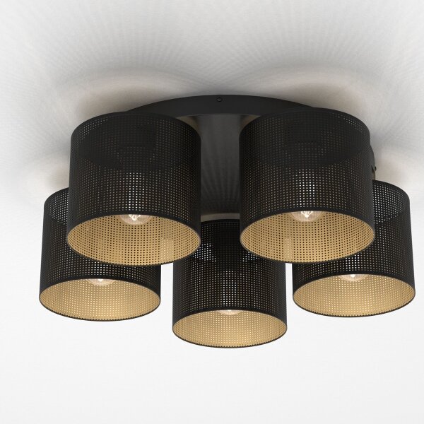 Lustră aplicată LOFT SHADE 5xE27/60W/230V neagră/aurie