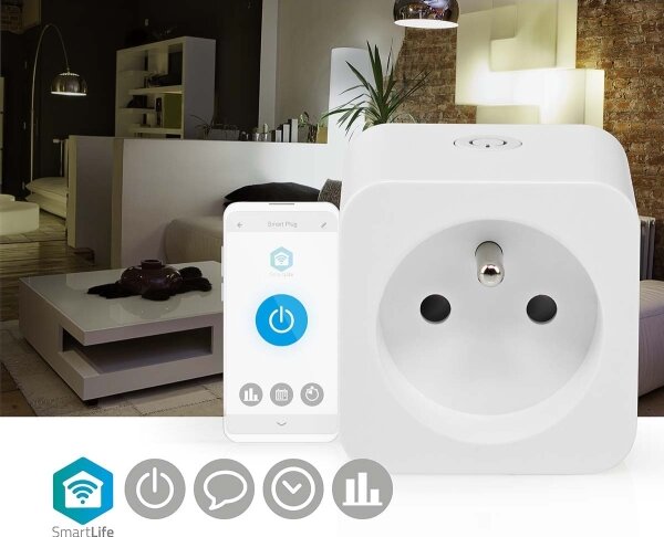 Priză inteligentă 3680W/230V/ tip E/16A Wi-Fi Nedis WIFIP121EWT