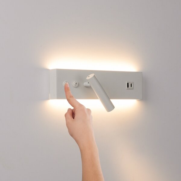 Brilagi-LED Aplica de perete cu spot și port USB NOCTIS, LED/3W/230V+LED/9W, albă