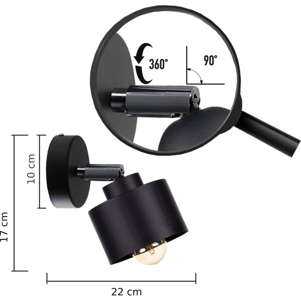 Spot de perete SIMPLY BLACK 1xE27/60W/230V