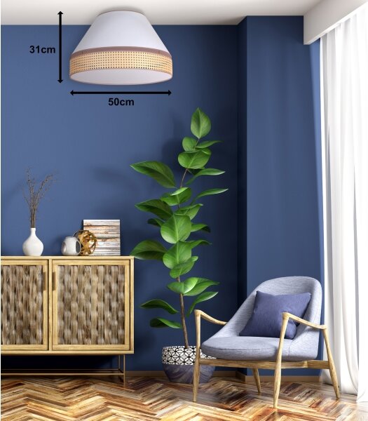 Duolla - Plafonieră AVIGNON 1xE27/15W/230V d. 50 cm albă/ratan